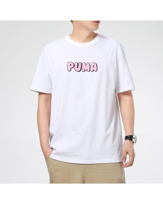 PUMA White Downtown Graphic T-Shirt for men