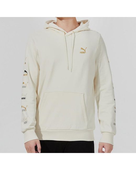 PUMA White Sports Running Casual Loose Hooded Pullover Long Sleeves for men
