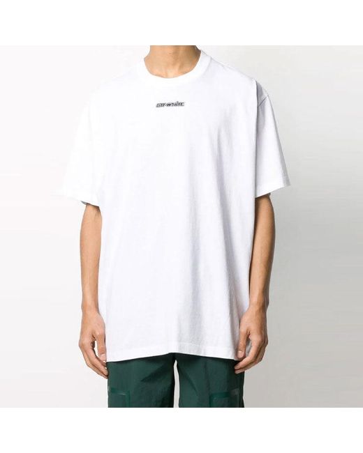 Off-White c/o Virgil Abloh Blue Back Arrow Pattern Printing Round Neck Short Sleeve Loose Fit for men