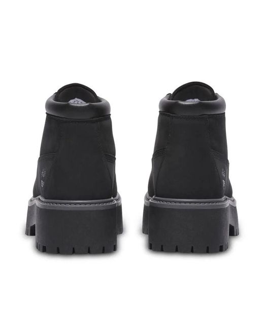 Timberland Black (Wmns) Stone Street Premium Platform Waterproof Chukka Boots Nubuck'