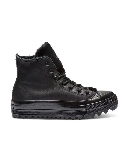 Converse Black (Wmns) Chuck Taylor All Star Street Warmer Ripple High Top Thick Sole