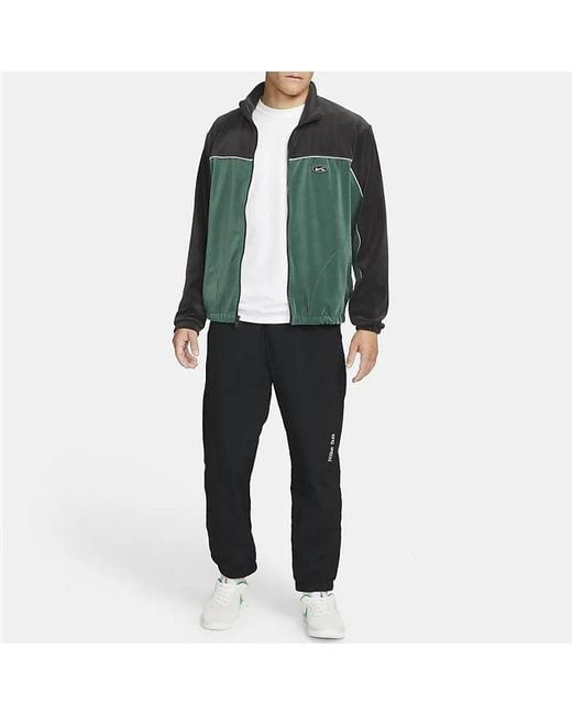 Nike Green Sb Casual Logo Colorblock Velvet Skateboard Jacket for men
