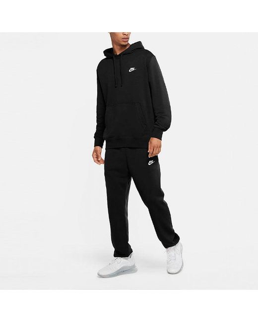 Nike Black Sportswear Club Logo Embroidered Solid Color Sports for men