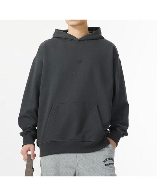 New Balance Gray Embroidery Nb Logo Hoodie for men