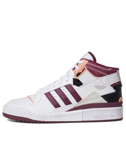 Adidas White Forum Exhibit Mid Victory Crimson' for men