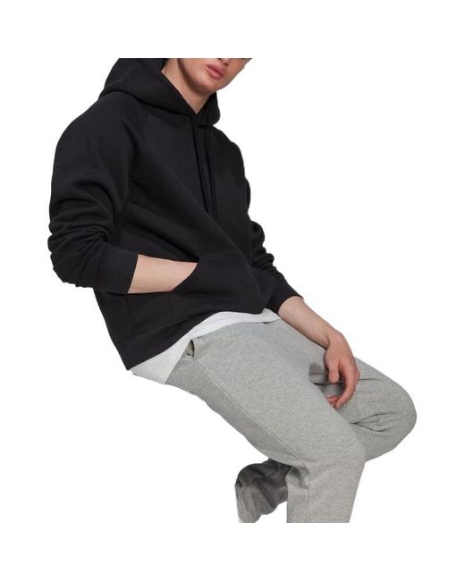 Adidas Black Solid Color Logo Hooded Loose Long Sleeves for men