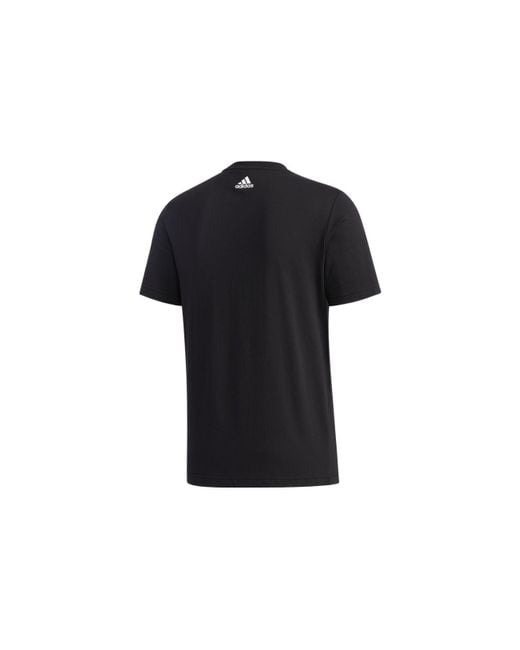 Adidas Black Cartoon Alphabet Logo Printing Round Neck Short Sleeve T-Shirt for men