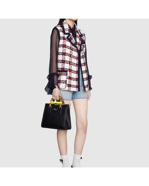 Gucci Black (Wmns) Leather Diana Bamboo Knot Single-Shoulder Bag Small