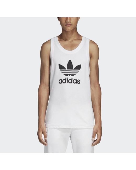 Adidas White Originals Trefoil Logo Sleeve Less Sport Vest for men