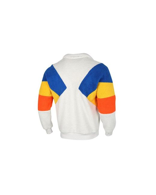 PUMA Blue Retro Block Sherpa Stand Collar Colorblock Lamb's Wool Casual Jacket for men