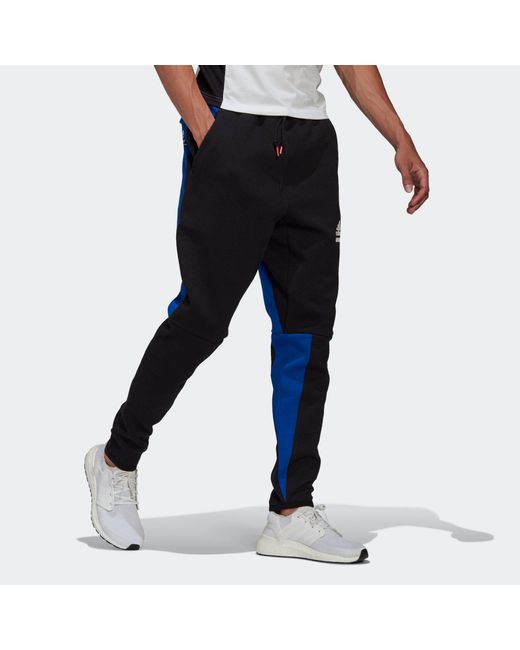 Adidas Black Sports Casual Long Pants Colorblock for men