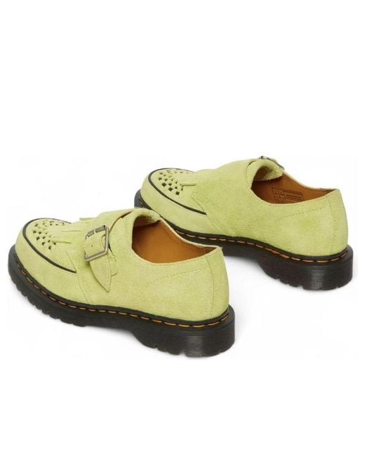 Dr. Martens Yellow Ramsey Suede Kiltie Buckle Creepers 'Lime' for men