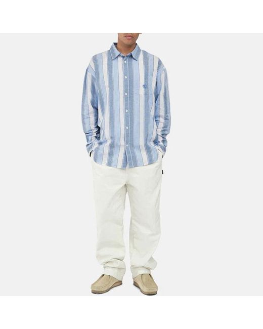 Stussy Blue Wide Striped Shirt for men