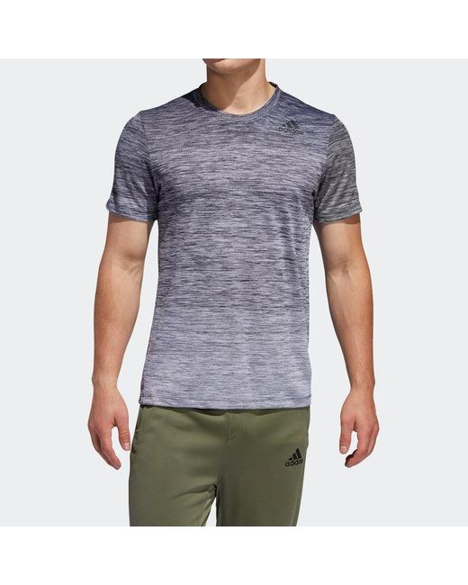 Adidas Gray Gradient Tee Training Sports Round Neck Pullover Short Sleeve Metallic for men