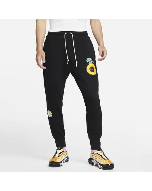 Nike Blue Knit Embroidered Sports Pants/Trousers/Joggers Autumn for men