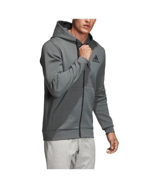 Adidas Gray Knit Hooded Jacket for men