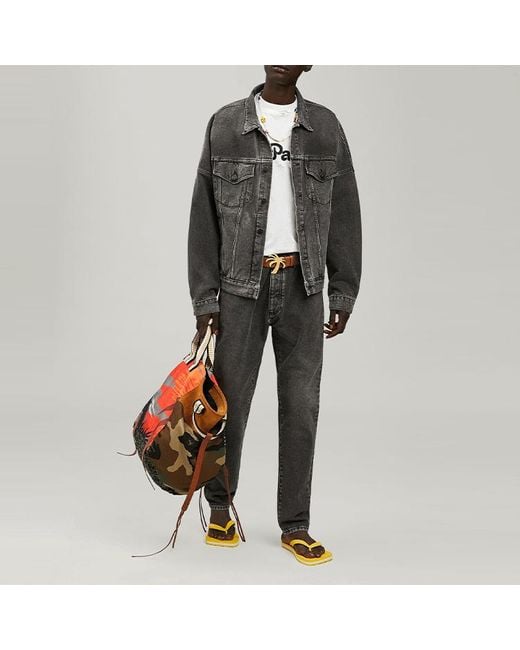 Palm Angels Black Logo Over Denim Jacket for men