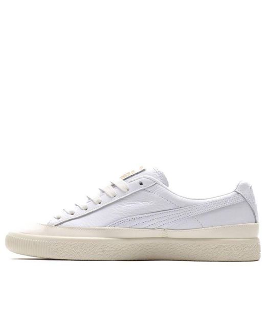 PUMA White Clyde Rubber Toe Leather Leisure Board Shoes for men