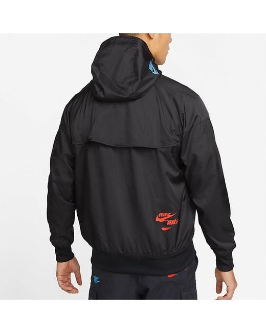 Nike Sportswear Sport Essentials Logo Printing Woven Breathable Hooded Jacket Black for men