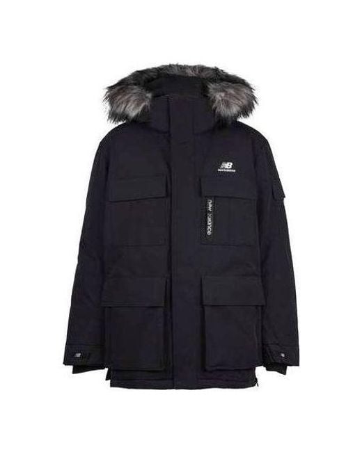 New Balance Blue Warm Long Down Jacket for men