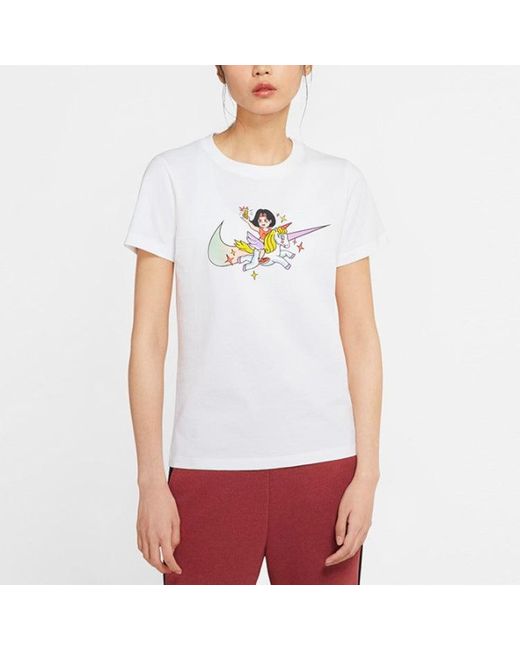 Nike White (Wmns) Cartoon Logo Knit Short Sleeve