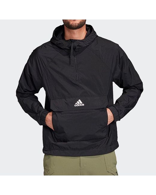 Adidas Blue Logo Casual Sports Hooded Jacket for men