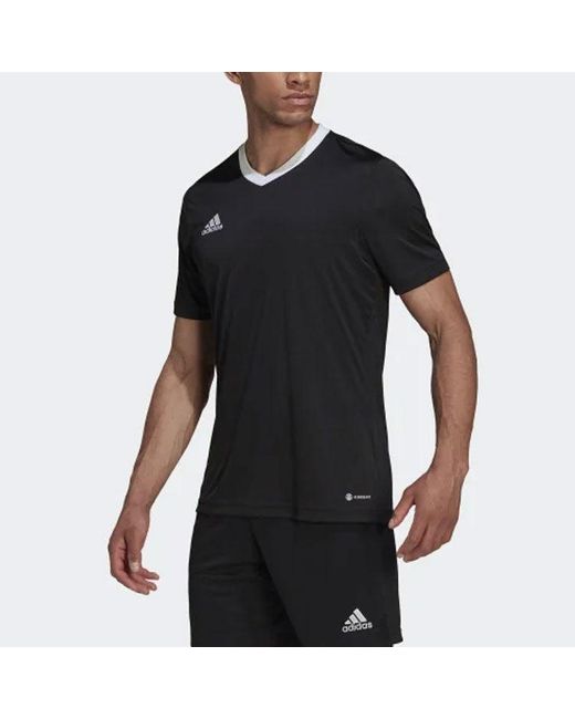 Adidas Black Contrasting Colors Collar Logo Casual Sports Short Sleeve T-Shirt for men