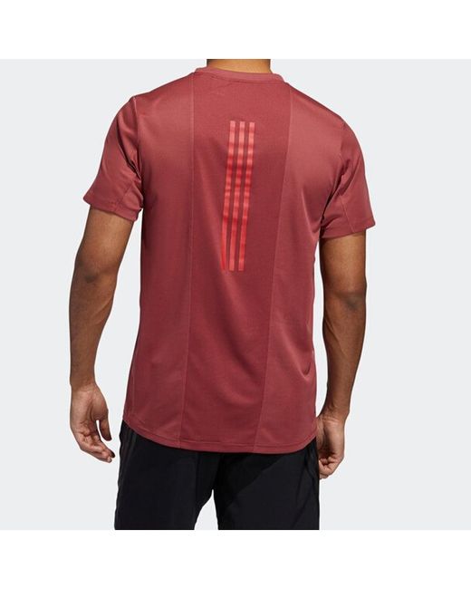 Adidas Red Football Training Sports Round-Neck Short-Sleeve Tee for men