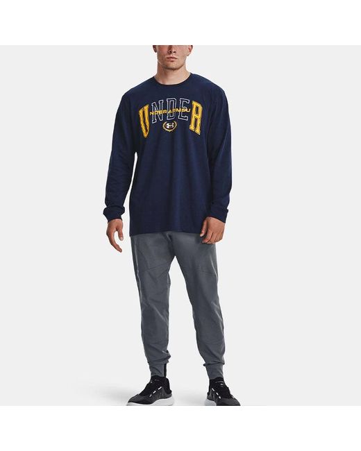 Under Armour Blue Crest Heavyweight Long Sleeve T-Shirt 'Midnight' for men