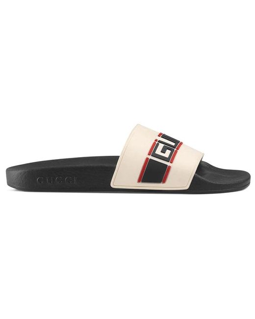 Gucci Black (Wmns) Stripe Rubber Slide 'Ecru'