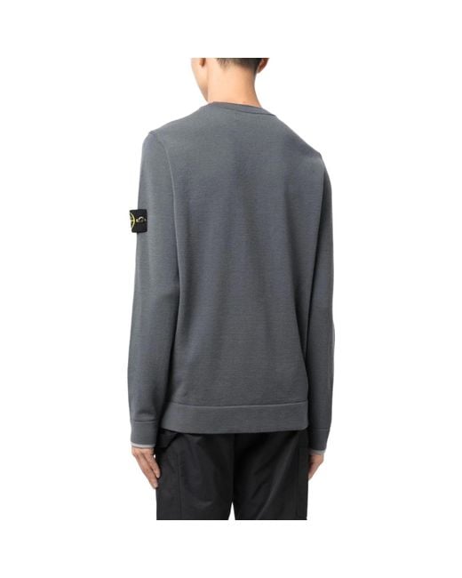 Stone Island Gray Logo Patch Sweater 'Lead' for men