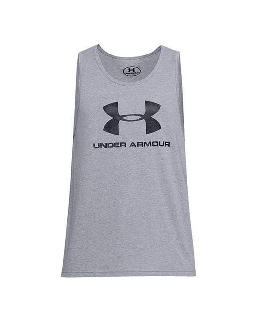 Under Armour Gray Training Graphics Tank Tops 'Steel' for men