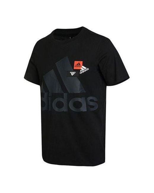 Adidas Black Mh Bp3 Tee1 Alphabet Logo Printing Round Neck Short Sleeve T-Shirt for men