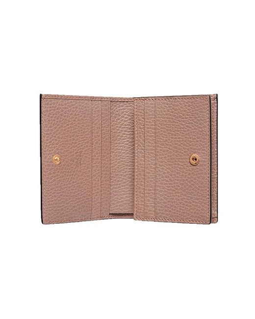 Gucci Pink Gg Marmont Bi-Colour Card Case Wallet