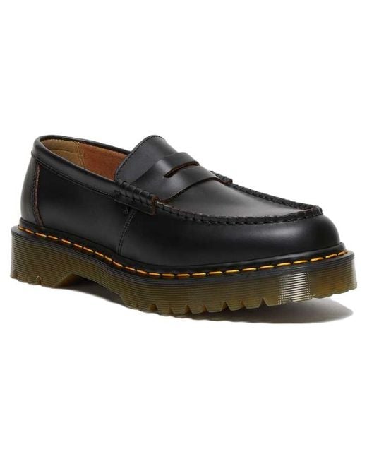 Dr. Martens Black Penton Bex Stitch Quilon Leather Loafers
