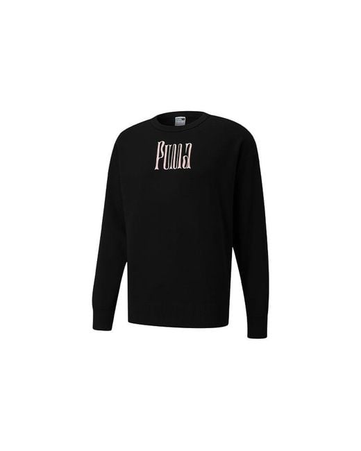PUMA Black Back Large Printing Sports Training Knit Pullover for men