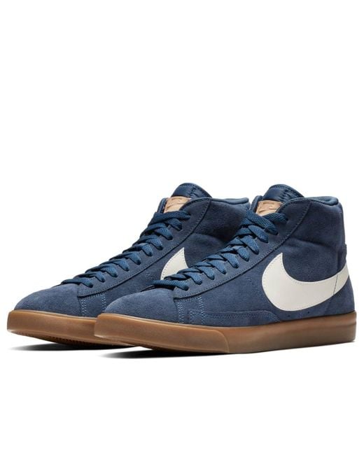 Nike Blue Blazer Mid Mid Tops Retro Skateboarding Shoes for men