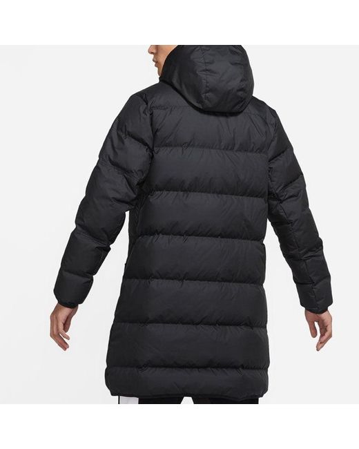Nike Black Logo Mid-Length Sports Hooded Down Jacket for men
