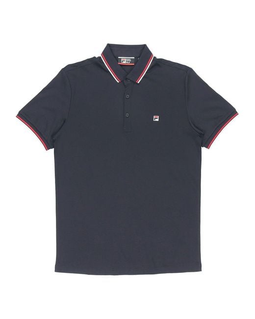 Fila Blue Logo Solid Color Sports Short Sleeve Knitted Polo Shirt For for men
