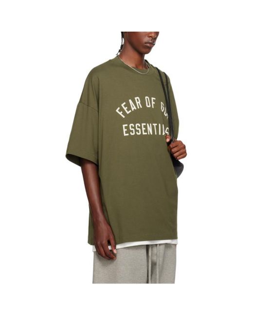 Fear Of God Green Jersey Crewneck Tee 'Military' for men