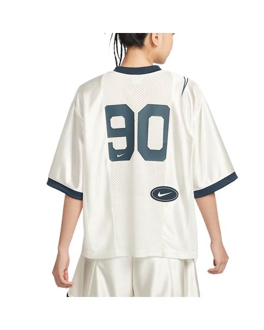 Nike White (Wmns) Sportswear Street Oversized Graphic Jersey Top Asia Sizing 'Sail Armoury'