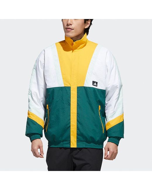 Adidas Yellow Ub Jkt Silo Logo Casual Sports Colorblock Jacket Forest for men