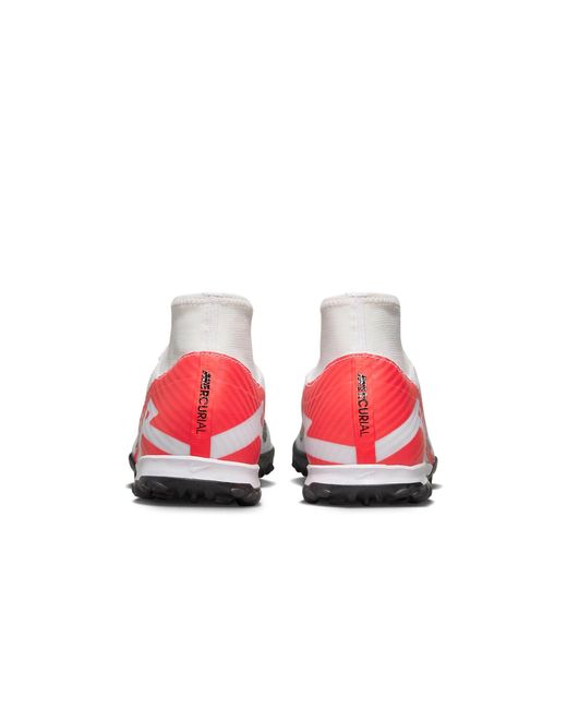 Nike White Mercurial Superfly 9 Academy Turf Soccer Shoes 'Bright Crimson' for men