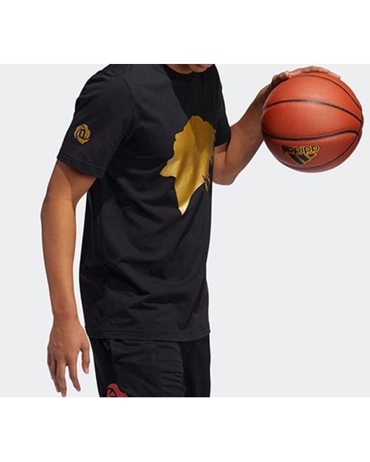 Adidas Black Metallic Rose Printing Basketball Sports Short Sleeve for men