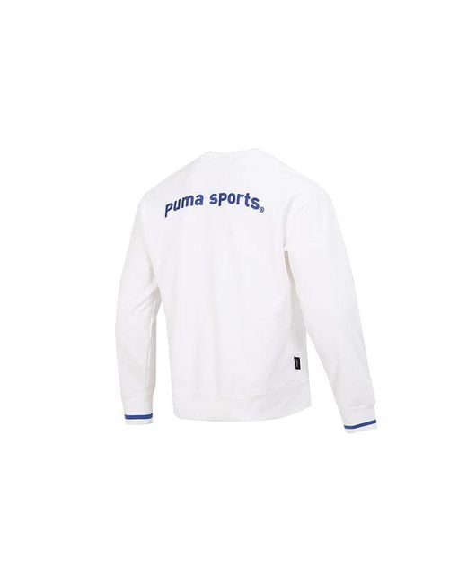 PUMA White Team Crew Tr Logo Long Sleeve Sweater for men