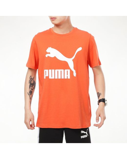 PUMA Orange Classics Logo T-Shirt for men