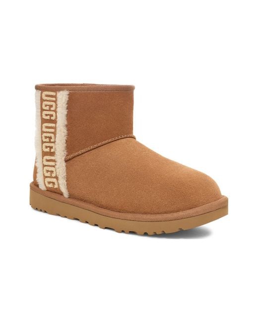 Ugg Brown (Wmns) Classic Mini Shearling Logo 'Chestnut'