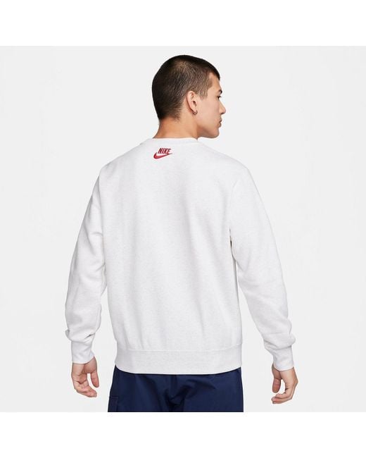Nike White Sportswear Club Fleece Crew-Neck Sweatshirt for men