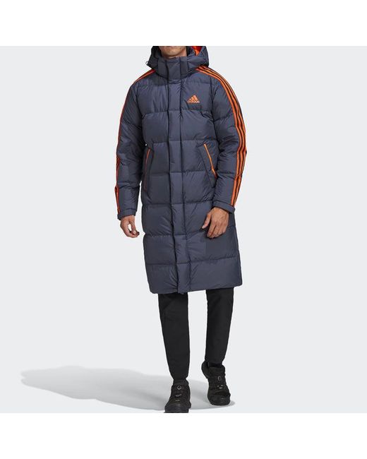 Adidas Blue 3St Long Coat Outdoor Sports Detachable Hooded Down Jacket for men