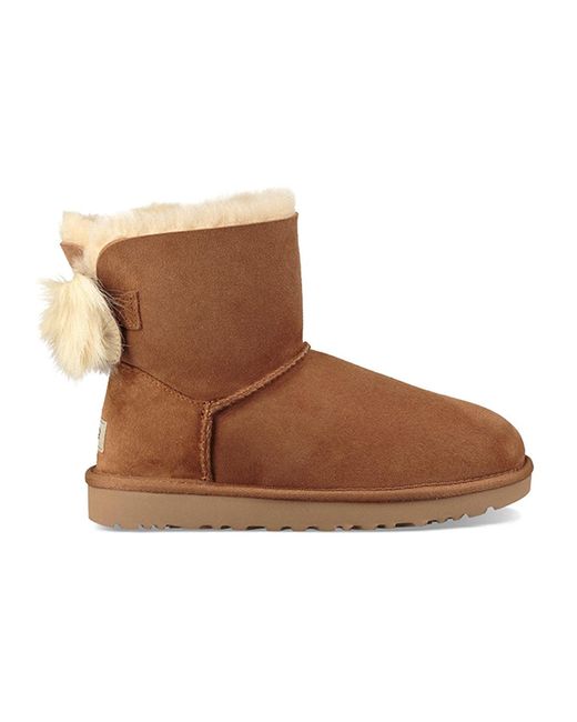 Ugg Fluff Bow Mini Fleece Lined Brown